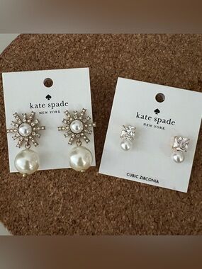 kate spade Pearl Sunburst Drop Earrings - Pearl/Gold NWT Earing lot 2 pack